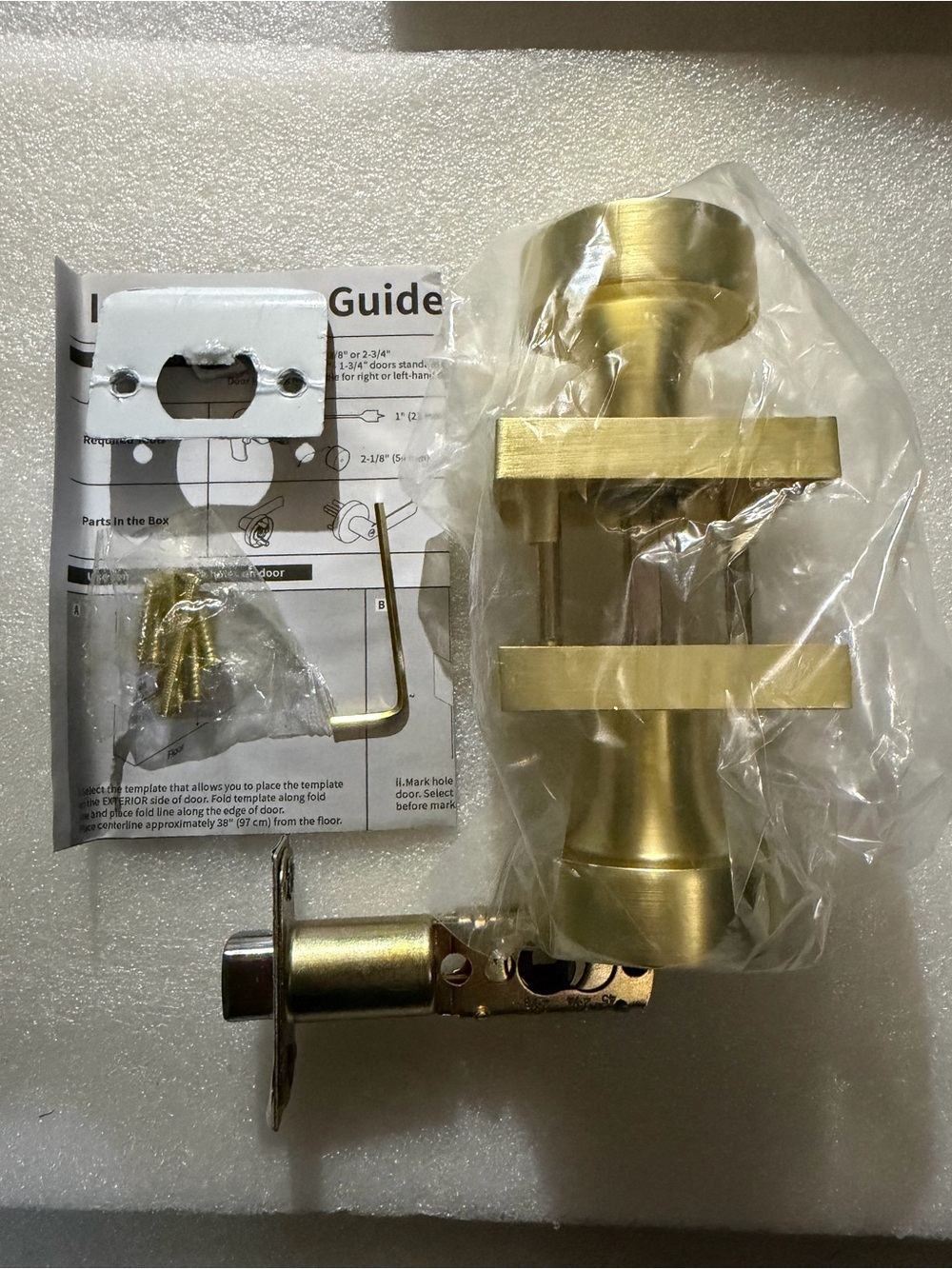 Gold Passage Door Knob, Zinc Alloy Brushed Gold Closet Door Knob, Brushed Brass